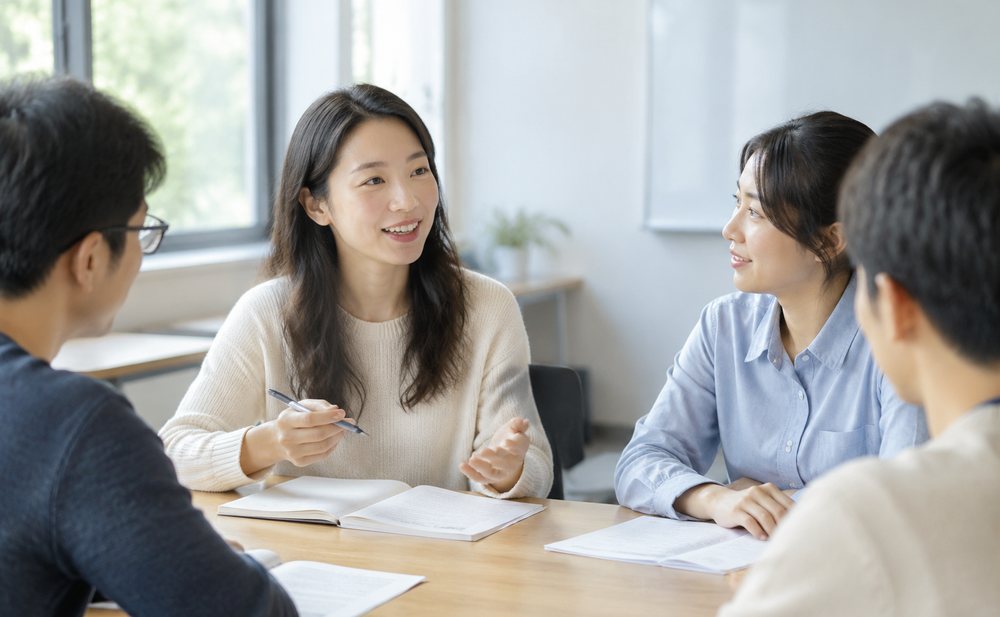 培训室里几个人围坐,桌上放着几页讲义